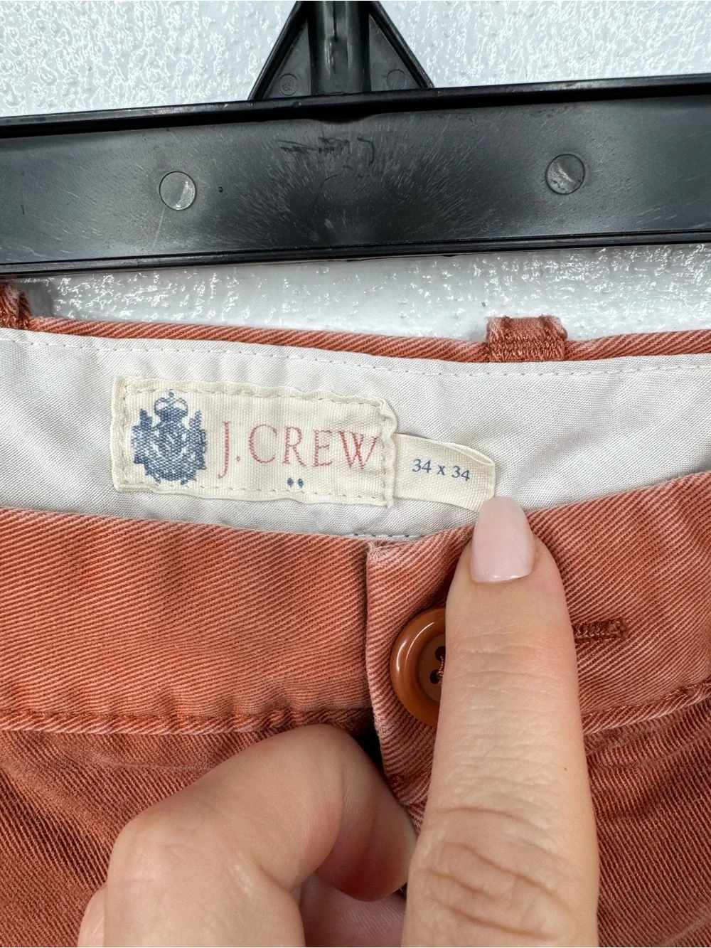 J.Crew Chino Pants Mens 34x34 Salmon Rust Orange Straight Leg Flat Front